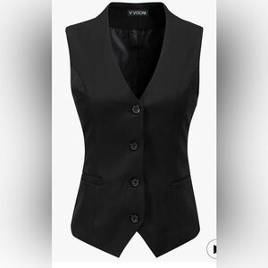 Women's Fully Lined 4 Button V-Neck Dressy Suit Vest